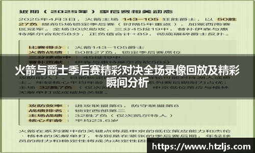 火箭与爵士季后赛精彩对决全场录像回放及精彩瞬间分析